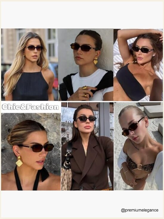 Small Rectangle Sunglasses Vintage Retro Y2K Thin Narrow Frame UV400 main image 5